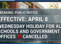 Weekly Wednesday Holiday for Government Offices and Schools Cancelled from April 8