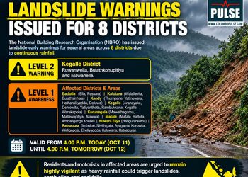 🚨 LANDSLIDE WARNINGS ISSUED FOR 8 SRI LANKAN DISTRICTS