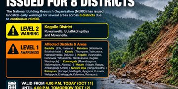 🚨 LANDSLIDE WARNINGS ISSUED FOR 8 SRI LANKAN DISTRICTS